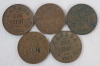 1920 - 1936 Canadian King George V Small One Cent Pennies . 1920 &times;2 , 1928 , 1929 &times;2 , 1932 &times;4 , 1933 &times;3 , 1935 &times;2 & 1936 . Fifteen (15) Coins . - 2