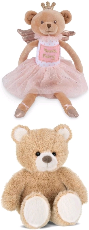 New BEARINGTON Sparkles Soft Plush Teddy Bear Tooth Fairy Doll 14" & Buster Brown 11" Teddy Bear