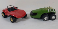 Vintage 1970s TONKA Red Dune Buggy & Green Moon Rover Toy Cars . Age Appropriate Wear . See Photos for Size