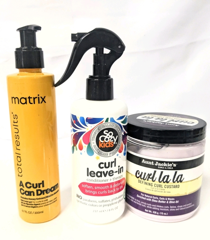 [See Desc] 3 For Curly Hair : Matrix A Curl Can Dream Light Gel, So Crazy Kids Curl Leave-In Conditioner & Aunt Jackie's Curl La La Defining Curl Custard