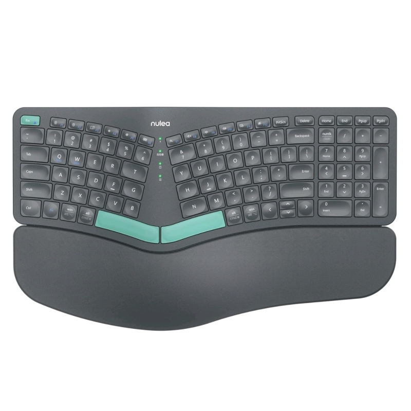 As-New in Box | Nulea RT05B Wireless Ergonomic Keyboard, Split Keyboard with Cushioned Wrist Rest, Bluetooth and USB Connectivity, USB-C Rechargeable, Compatible with Windows & Mac | Retails Over $50!