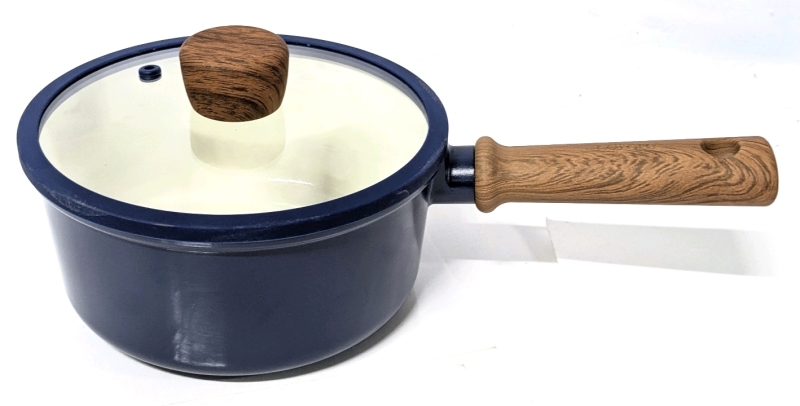 New CAROTE Navy Blue Induction Compatible Cookware for All Cooktops : 7.5" Diameter, 3.5" Tall Pot with Lid