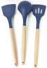 3pc New CAROTE Silicone Kitchen Tools with Wooden Handles: Slotted Spatula, Flipper & Ladle, 12.75" Long Each - 2