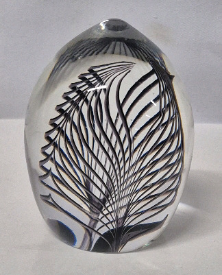 1983 Art Glass Tornado Egg Paperweight Cyclone Signed 3.5" Tall