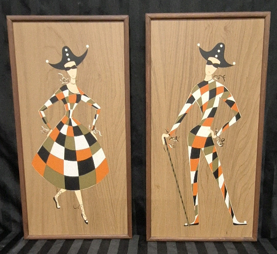 MCM Harlequin Dancers Wall Hangings - 12.5" W x 24.25" H