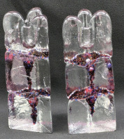 Thorn Glass Signed Purple Ice Candle Holders 5.15" Tall