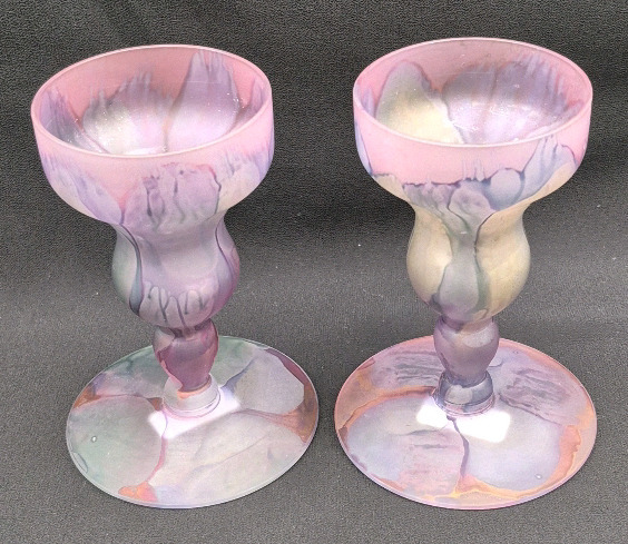 Vintage Stunning Deco Art Designs Glass Vases 4.5" Tall Made in Canada