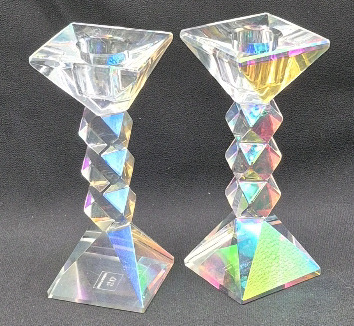 Luminescent Prismatic Simon & Design Candle Holders 5"