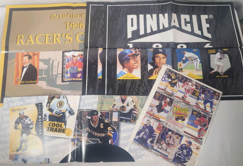 Vintage Trading Card Promotional Posters & Promo Card Sheets . Hockey , Baseball , Racing .