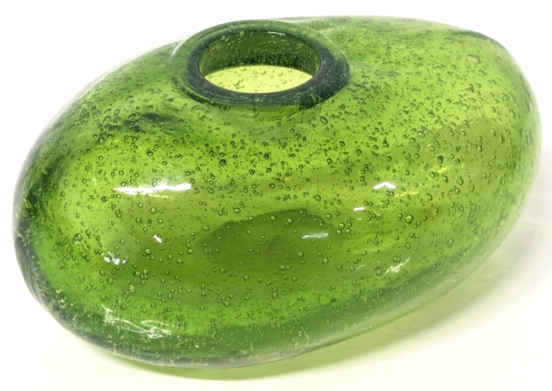 Gorgeous Organically-Shaped Lime Green Bubble-Filled Bud Vase - 2.6" Tall