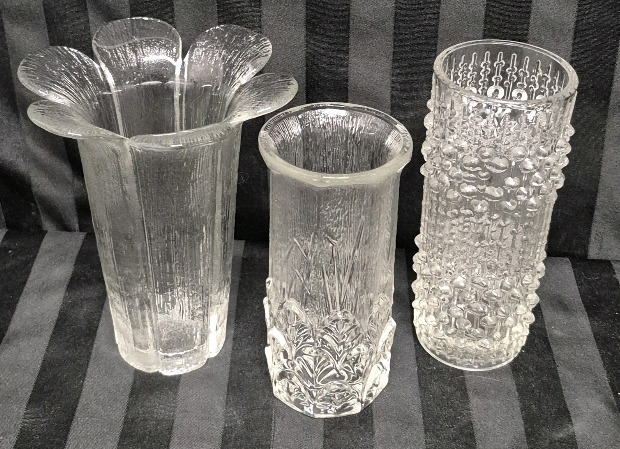 3 Lovely Glass Vases - Tallest 7"