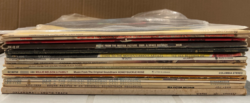 22 Vintage FILM & STAGE SOUNDTRACKS | Titles Include 2001: A Space Odyssey, The Graduate, Easy Rider, Hair and more | See Photos for Titles | Scuffs and Scratches Present