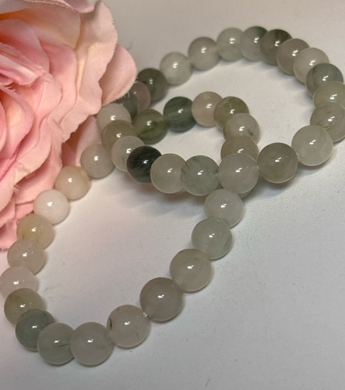 Two Natural Green Serpentine Beaded Flex Handcrafted Bracelets