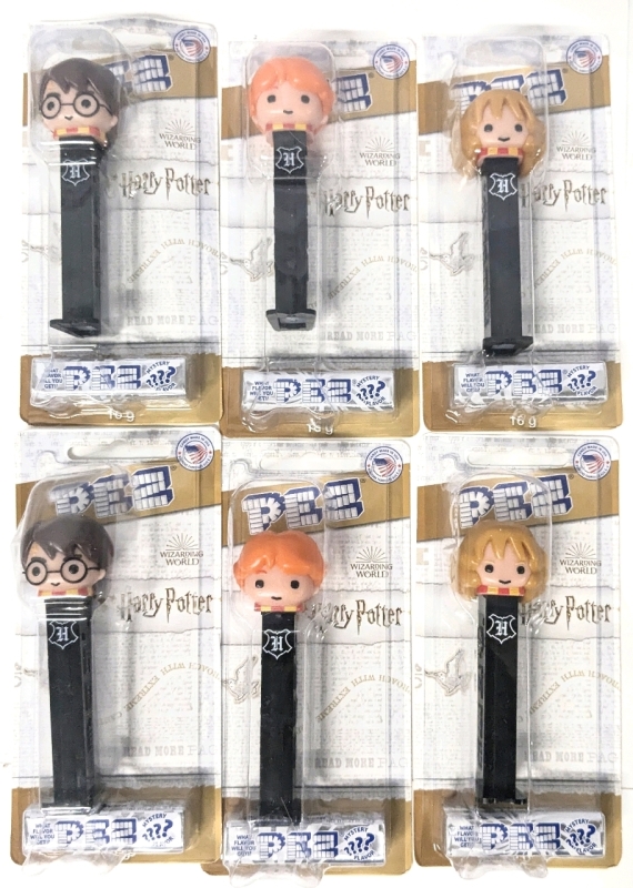 [2 Full Sets] 6 New Sealed PEZ &times; Wizarding World of HARRY POTTER Dispensers & Mystery Flavor Candy, All Made in USA