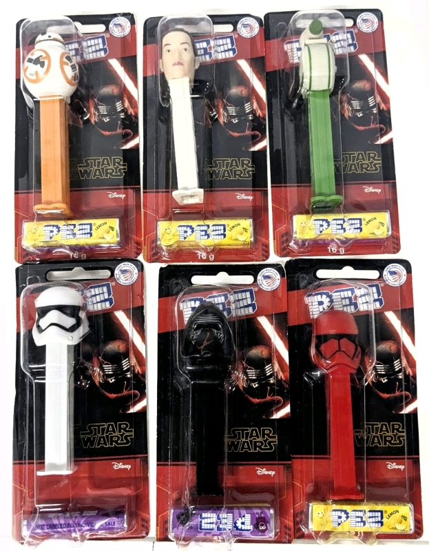 [Full Set] 6 PEZ Disney STAR WARS PEZ Dispensers & Candy, Most Fully Sealed. 2 Partially Sealed (1 Candy Tube Lost), Made in USA