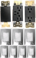 10pcs New LEVOIT Accenti Collection: 7&times; Stainless Steel Designer Wallplates ACWM1-STS 1G Screwless Wallplate SST W/Alignment Plate, 1&times; AC201-1LE Single Pole Switch Illuminated, 1&times; AC315-E Triplex Receptacle, AC215-E Duplex Receptacle