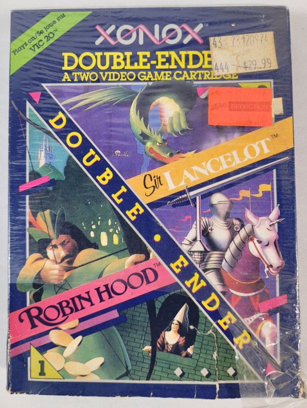 Vintage 1983 VIC 20 Xonox Robin Hood / Sir Lancelot Double Ender Video Game Cartridge . Plays on VIC 20 Video Game System