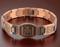 99.9 % Copper Magnetic Masonic Bracelet Adjustable Solid Band Instructions Included with Tool for link removal Fold Over Clasp 9inch before adjustment