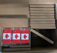 360+ New Canadian Flag Luggage Tags. Retails for 9.99 for a set of 6. Retails for over $600! Great Vendor Lot! Measures 3.5" by 2"