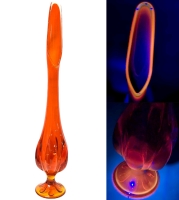 SPECTACULAR Nearly 2ft Tall Vintage Cadmium Glass Swing Vase, Rim & Base Glows! 23.75" Tall, No Chips or Cracks