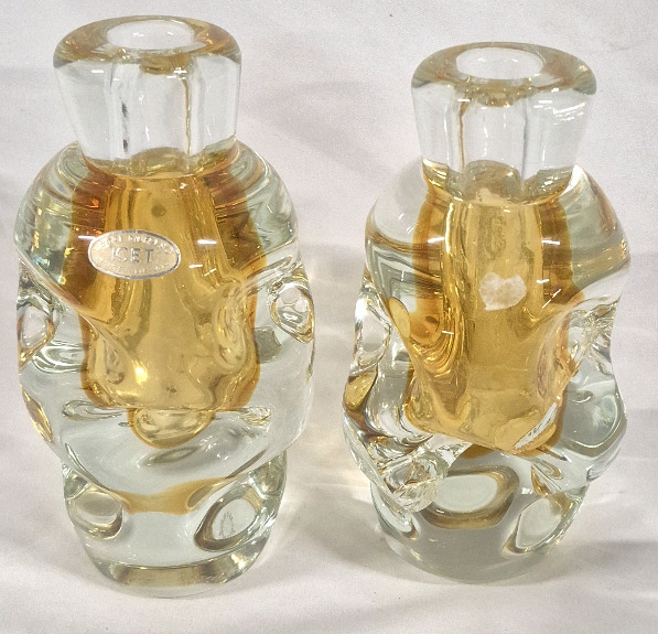 Stunning Pair ICET ARTE MURANO Candle Holders 7.25" Tall - Venezuela