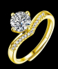 18KGP Stamped 1 CT GRA Certified Round Brilliant Moissanite 925S Open Adjustable Luxury Ring VVS Color Grade Moissanite Stone GRA CERTICICATE - 2