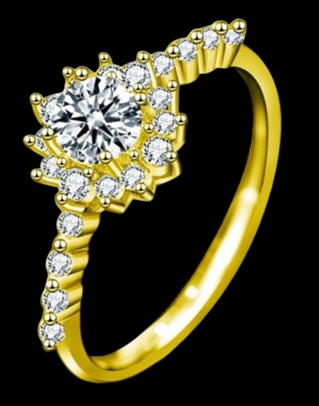 18KGP Stamped GRA CERTIFIED Round Brilliant Moissanite 925S Size 8 Luxury Ring VVS D Color Grade Moissanite Stone Comes with GRA Certificate