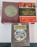 Three (3) Large World Stamp Binders w/Stamps . Too Many Countries To List . All Binders Have Stamps .