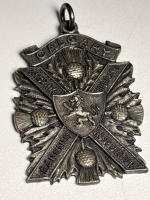 BIRKS Sterling Silver Calgary Dancing Medal Marked BIRKS Sterling on reverse Named and Dated 1955 Calgary Alberta Highland Dancing Association approximately 1.5 inch