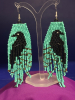 Crow Handcrafted Glass Bead Black Crow Beaded Tassel Earrings Sheppard Hook Approximately 4 inch Drop - 2