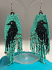 Crow Handcrafted Glass Bead Black Crow Beaded Tassel Earrings Sheppard Hook Approximately 4 inch Drop - 3