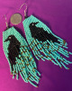 Crow Handcrafted Glass Bead Black Crow Beaded Tassel Earrings Sheppard Hook Approximately 4 inch Drop - 4
