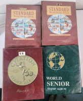 Four (4) Large World Stamp Binders w/Stamps . Too Many Countries To List . All Binders Have Stamps .