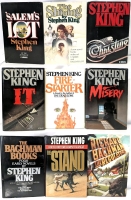 9 Vintage Hardcover STEPHEN KING / Richard Bachman Novels: IT, Misery, Christine, Fire-Starter, The Shining, Salem's Lot, The Stand, The Bachman Books, The Regulators (See Photos for Copyrights)