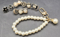 11 New Adorable Pins & Faux Pearl Key Chain 5.5" Long