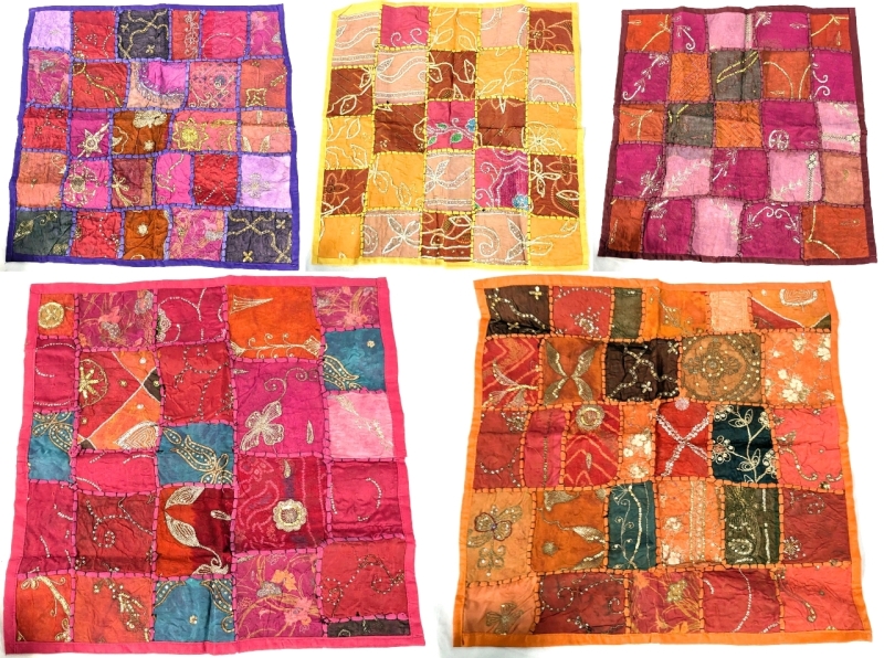 5 Gorgeous Brightly Coloured Patchwork Throw Pillow Covers, 24": 23.25" Each