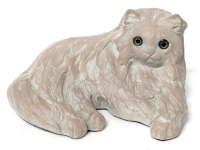 Signed Vintage 1989 Sculptured Treasures, Inc Persian Cat Statue, 6.25" Across