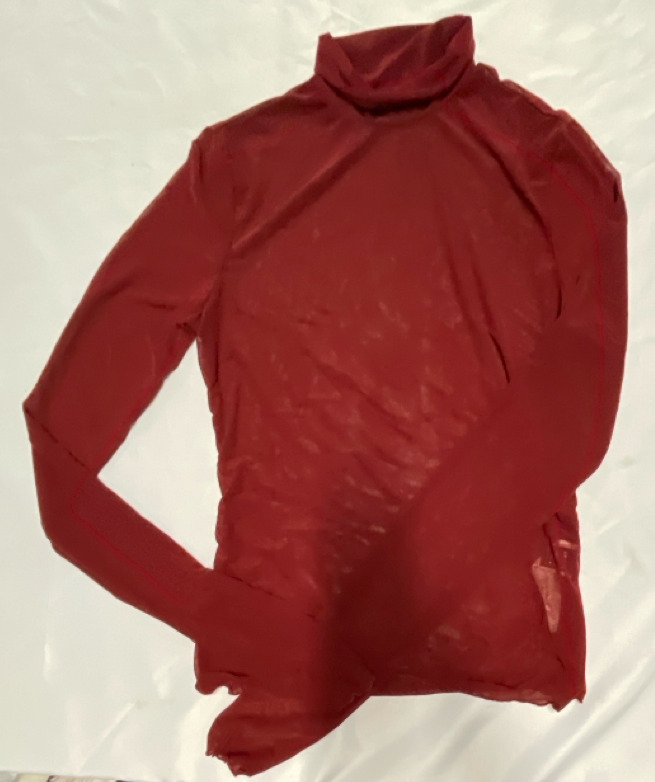 New Sz Medium Ladies Mesh Top | Long Sleeves | Roll Collar