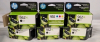6 As New HP Ink Cartridges. 5 962xl Black and 1 910 Colour Cartridges.
