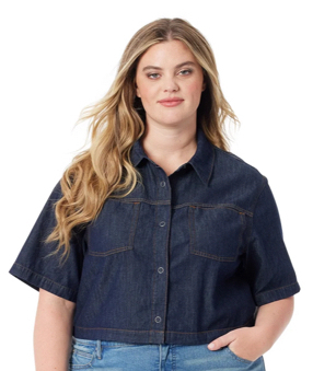 New Sz Medium Jessica Simpson Cropped Denim Shirt