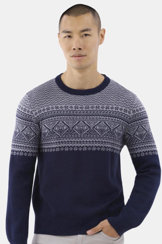 New Sz XL George Men's Two Tone Chest Block Fair Isle-style Crewneck Sweater