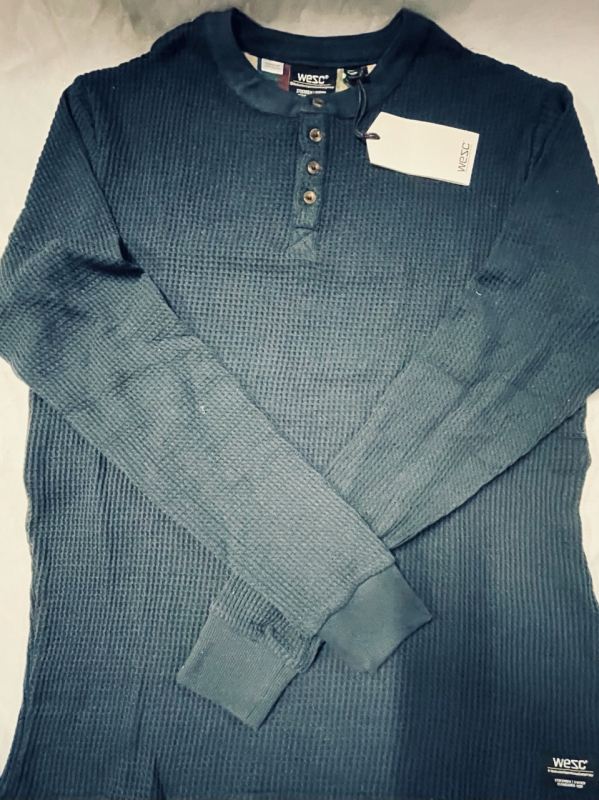New Sz Small Men&rsquo;s Long Sleeve Thermal Henley Shirt