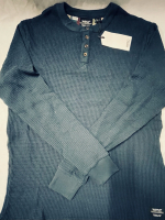 New Sz Small Men&rsquo;s Long Sleeve Thermal Henley Shirt