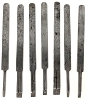 Set of 7 Vintage Graduated Plow Plane Irons, 9" Long