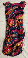 New Size Large Ladies Stretch Open back Dress with Ruched-sides