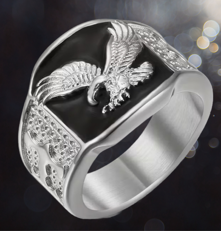 GREPPN Eagle Design 316L Stainless Steel Ring Size 15
