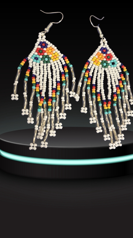 Handcrafted Glass Bead Tassel Earrings Boho-Chic Sheppard Hooks 3.25 inch drop