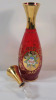 Vintage Ruby Red Bohemian Glass Hand-Blown Decantor w/Gold Trim and Enamel Flowers & Six (6) Matching Glasses . No chips or cracks - 3