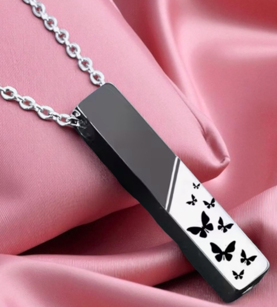New Cube Memorial Butterfly Urn Necklaces For Ashes Women Men Pet Cremation Pendant Necklace For Ashes Stainless Steel Tools inc pendant Approximately 1.20&rsquo;&rsquo; Chain 21&rsquo;&rsquo; Stock Photos added
