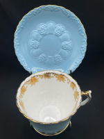Aynsley Bone China Blue Teacup with Saucer Rings True